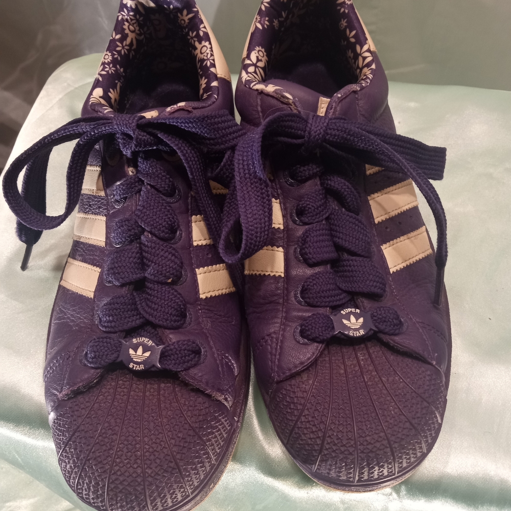 SOLD Adidas Purple & Cream Floral-Lined Superstar Sneakers